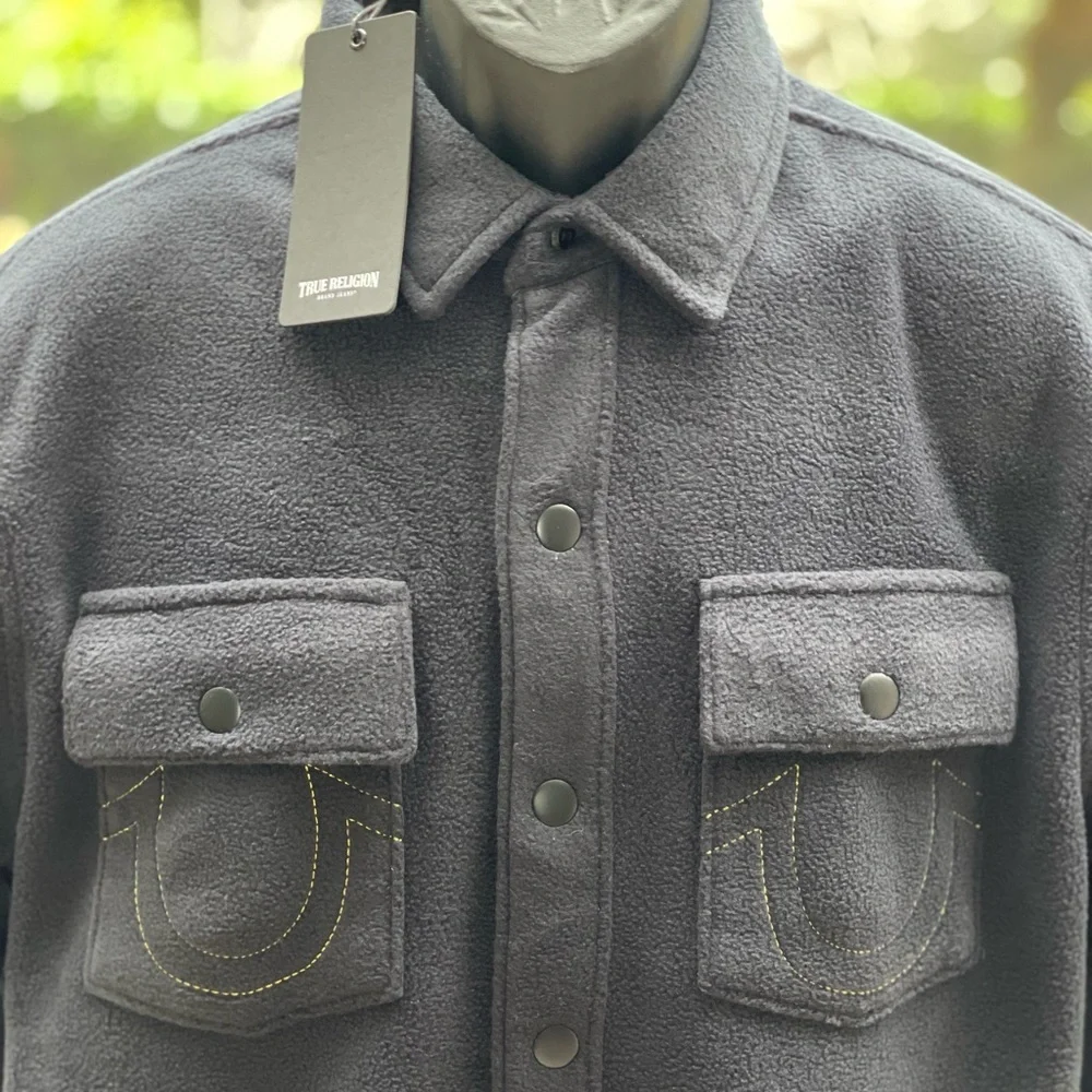 TRUE RELIGION BRAND JEANS‎ POLAR FLEECE BLACK SHACKET